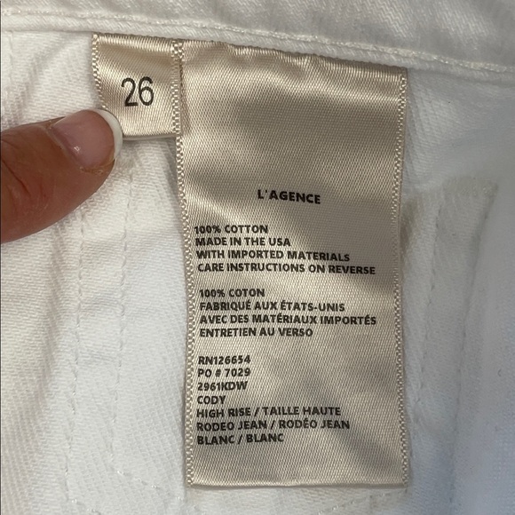 New L’Agence Cody High Waist Barrel Leg Rodeo Jeans Blanc White Sz 26 - Picture 8 of 13